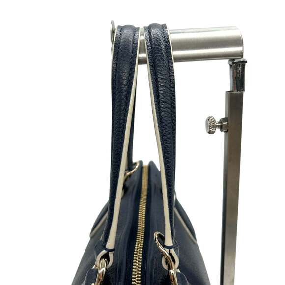 Coach Ace Satchel Handbag/Shoulder Bag in Navy Leather with Neon Yellow and G... - Picture 15 of 16